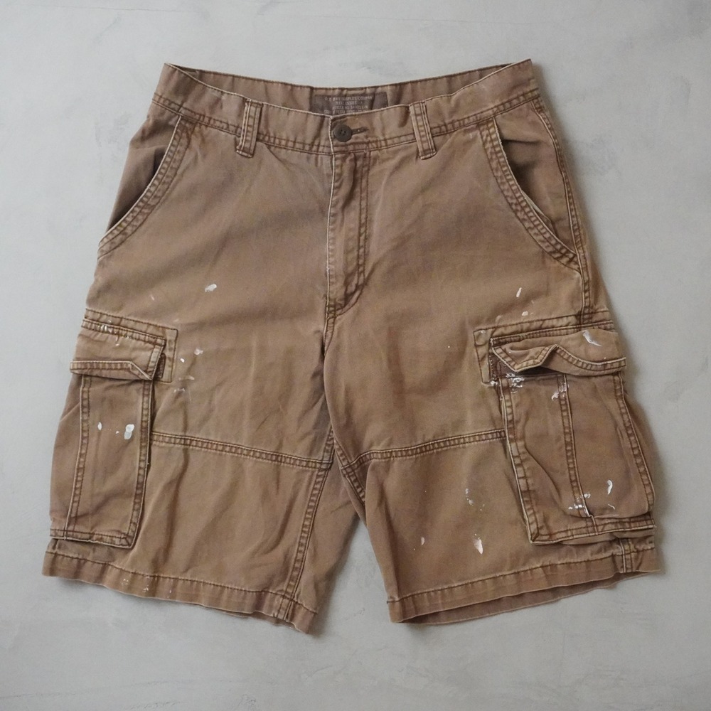 Old Navy Surplus Company Cargo Shorts 31 Mens Brown Khaki Paint Y2K Utility